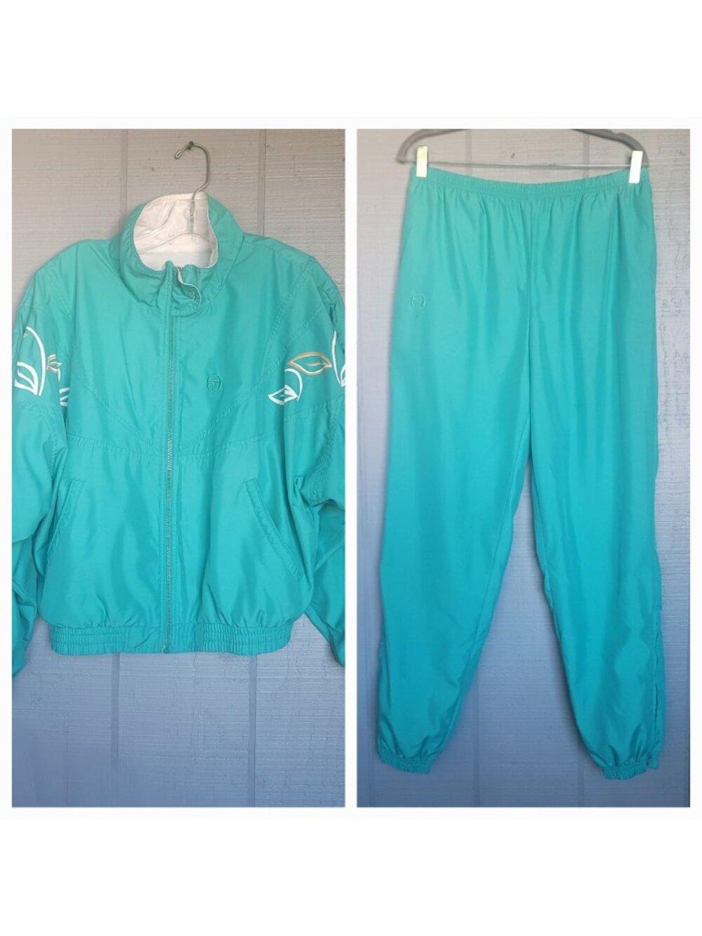 Sergio Tacchini Vintage Tracksuit Turquoise Windbreaker 2-Piece Set Retro Y2K. M
